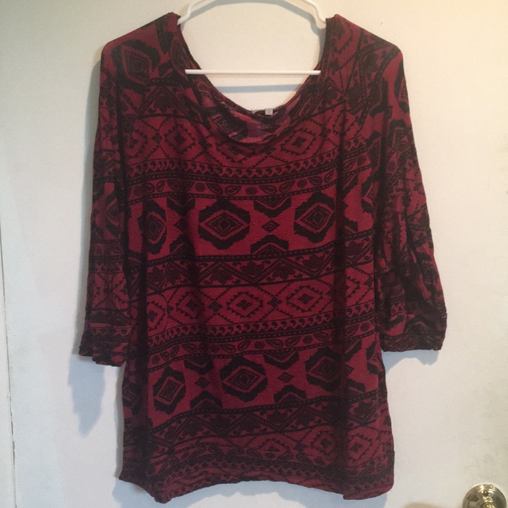 Thin Soft 3/4 sleeve Printed Blouse